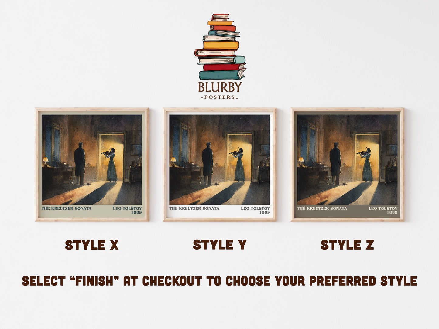 The Kreutzer Sonata literary art print colour and style options – Leo Tolstoy book art