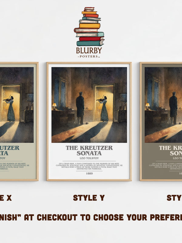 The Kreutzer Sonata bookish print in frame leaning in hallway – classic literature wall art