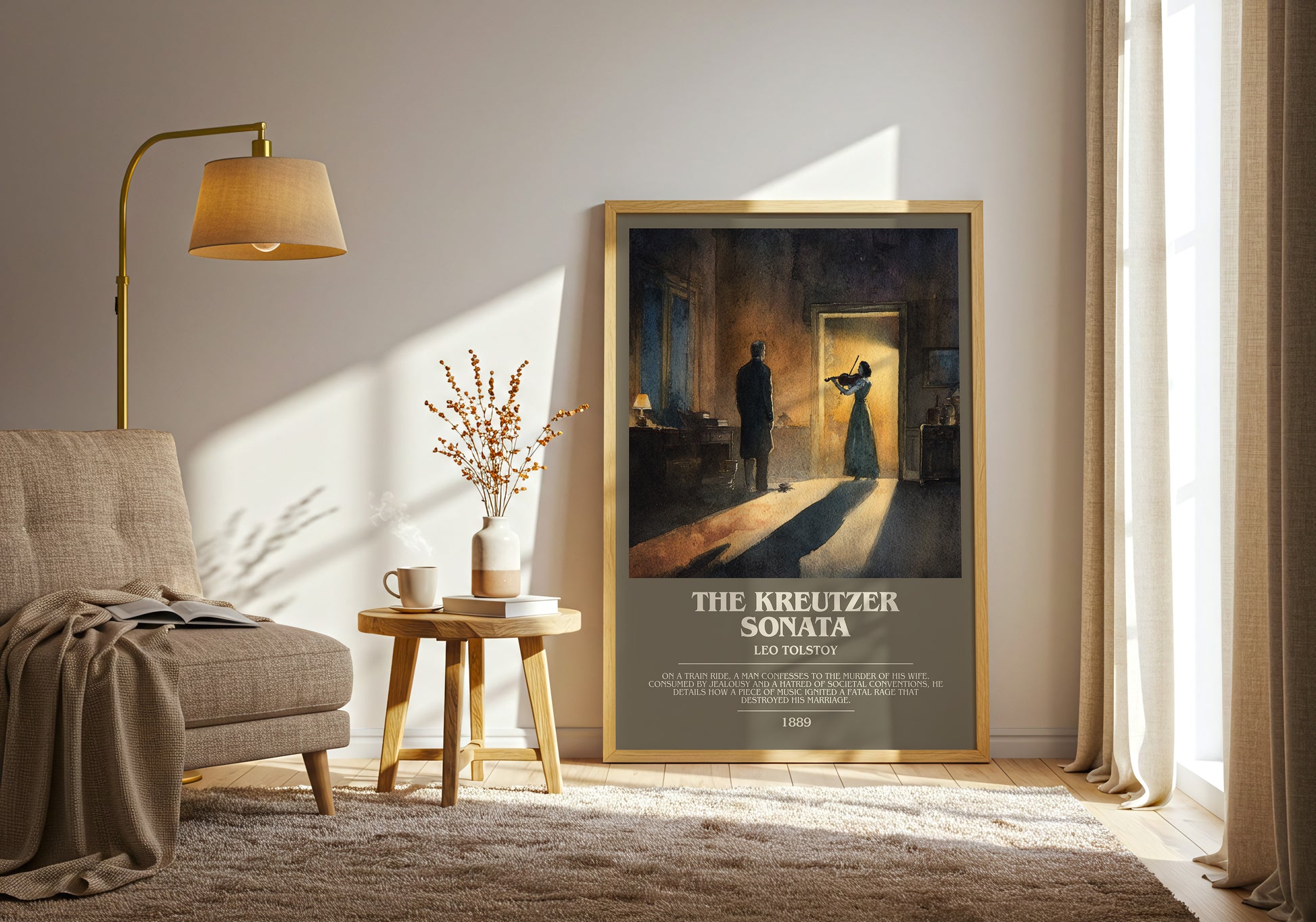 The Kreutzer Sonata bookish print framed by window – literary home decor