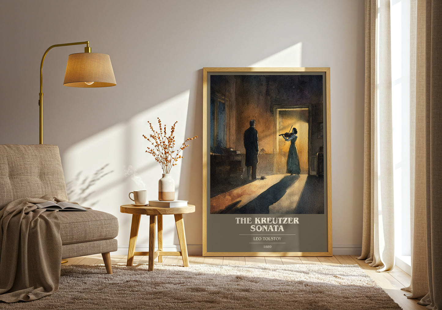 The Kreutzer Sonata book cover print framed by window – literary home decor