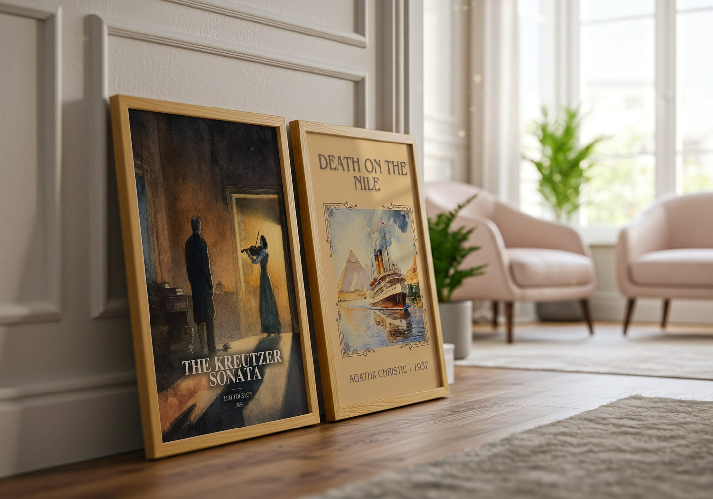 The Kreutzer Sonata watercolour print framed by window – literary home decor
