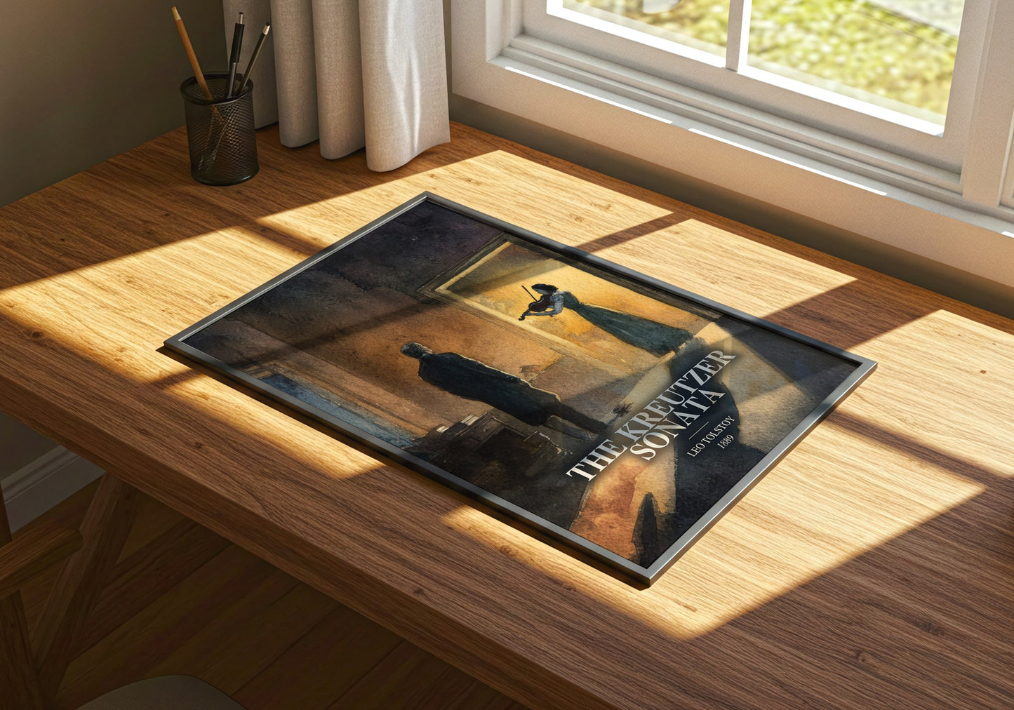 The Kreutzer Sonata watercolour book poster framed on wall – literary fiction wall art