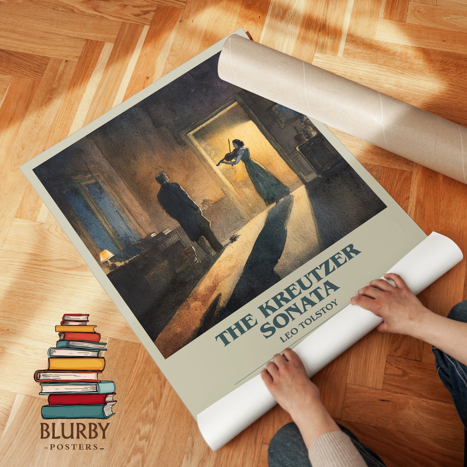 The Kreutzer Sonata bookish print on bookshelf – Leo Tolstoy fan gift