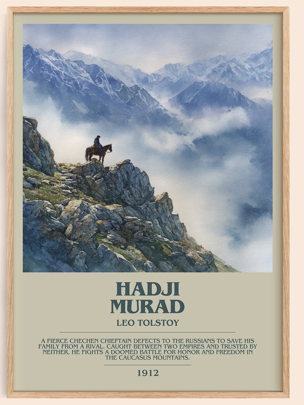 Hadji Murad bookish book poster by Leo Tolstoy – framed literary art print