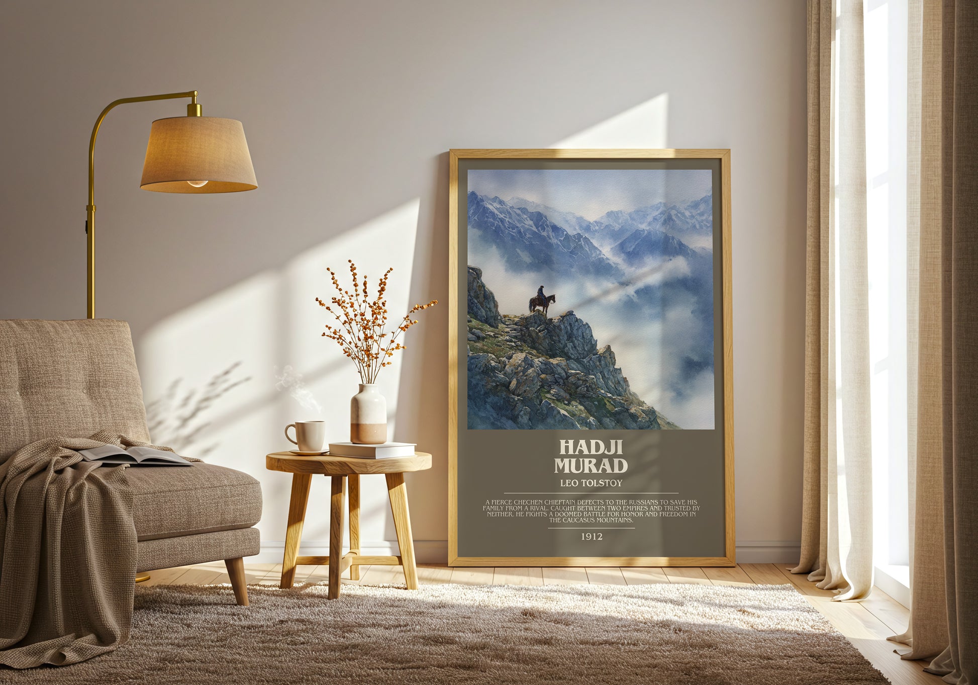 Hadji Murad bookish print framed by window – literary home decor
