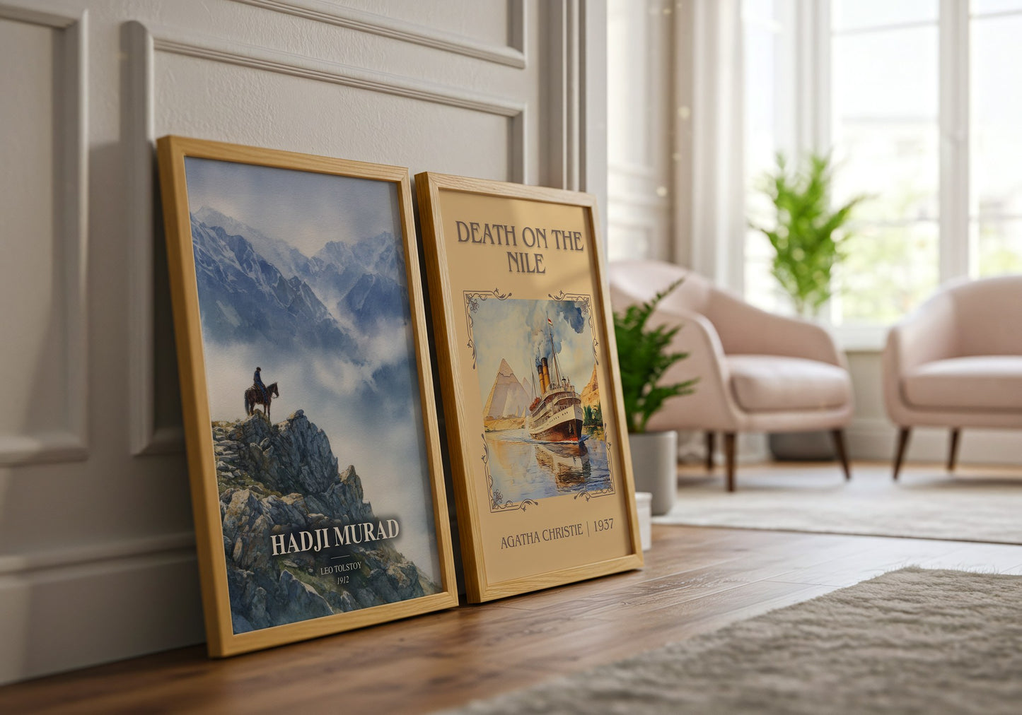 Hadji Murad watercolour print framed by window – literary home decor