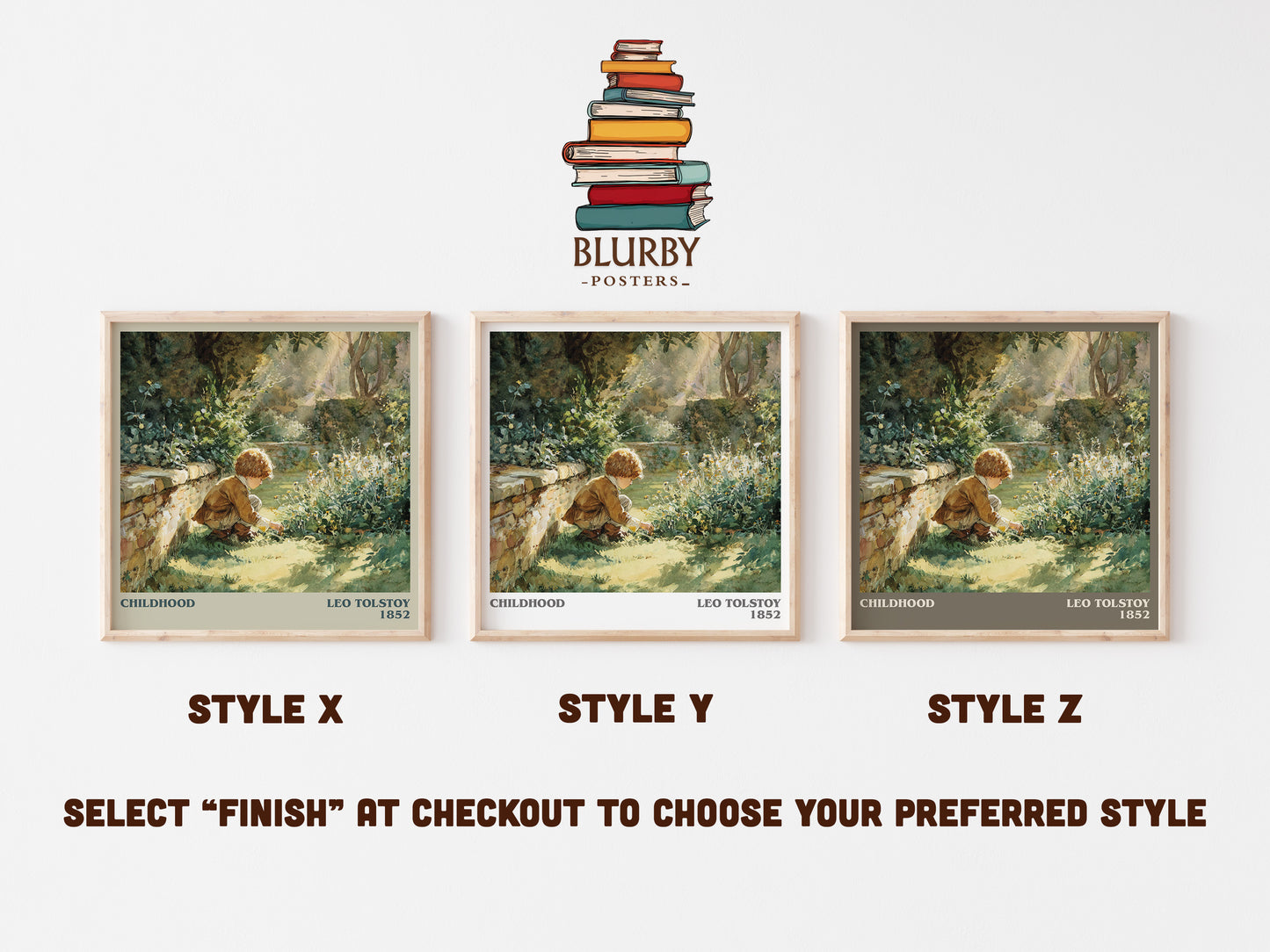 Childhood literary art print colour and style options – Leo Tolstoy book art