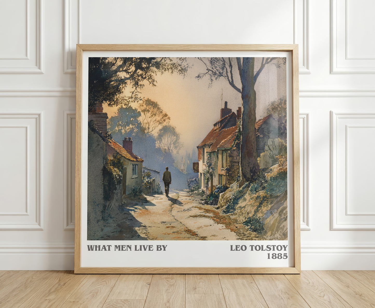 What Men Live By literary print in frame leaning in hallway – classic literature wall art