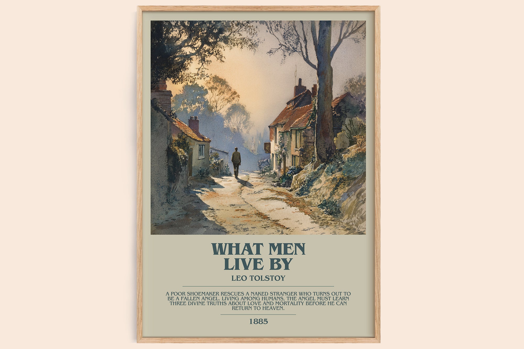 What Men Live By bookish book poster by Leo Tolstoy – framed literary art print