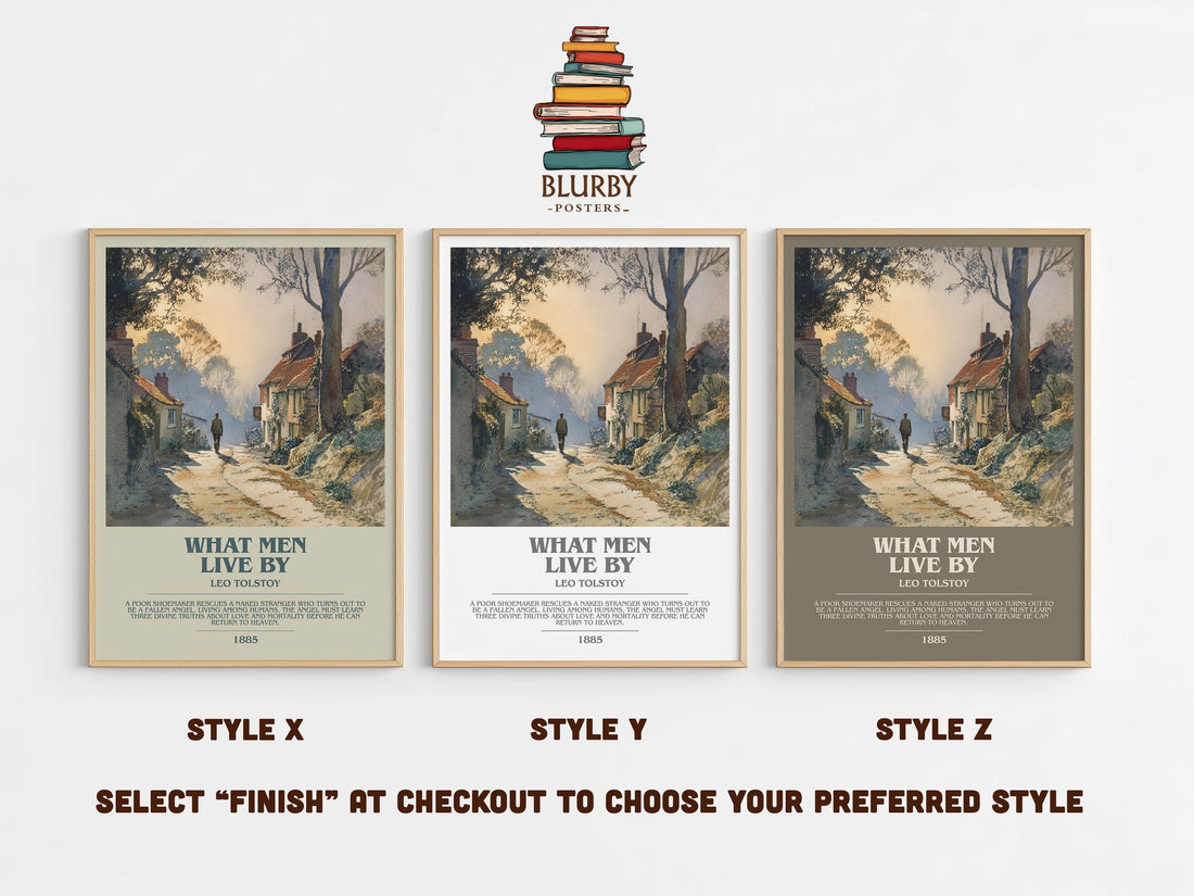What Men Live By bookish print in frame leaning in hallway – classic literature wall art (mockup)