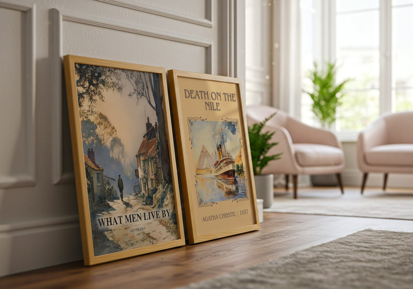 What Men Live By watercolour print framed by window – literary home decor