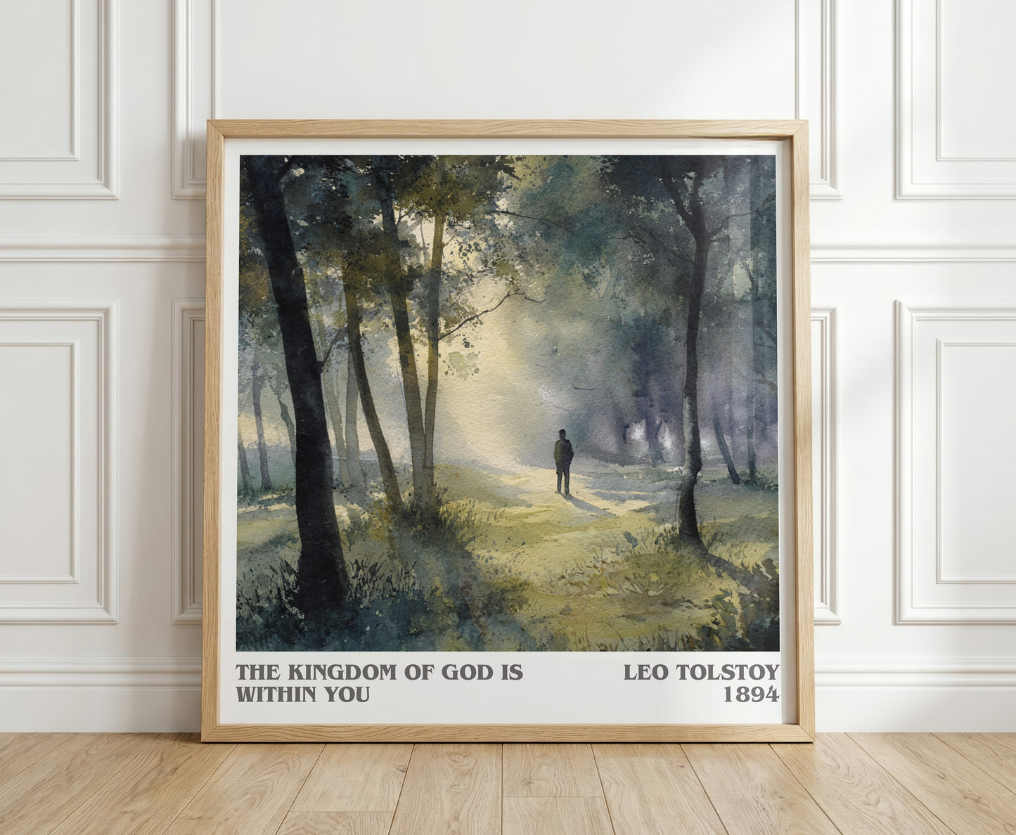 The Kingdom Of God Is Within You literary print in frame leaning in hallway – classic literature wall art