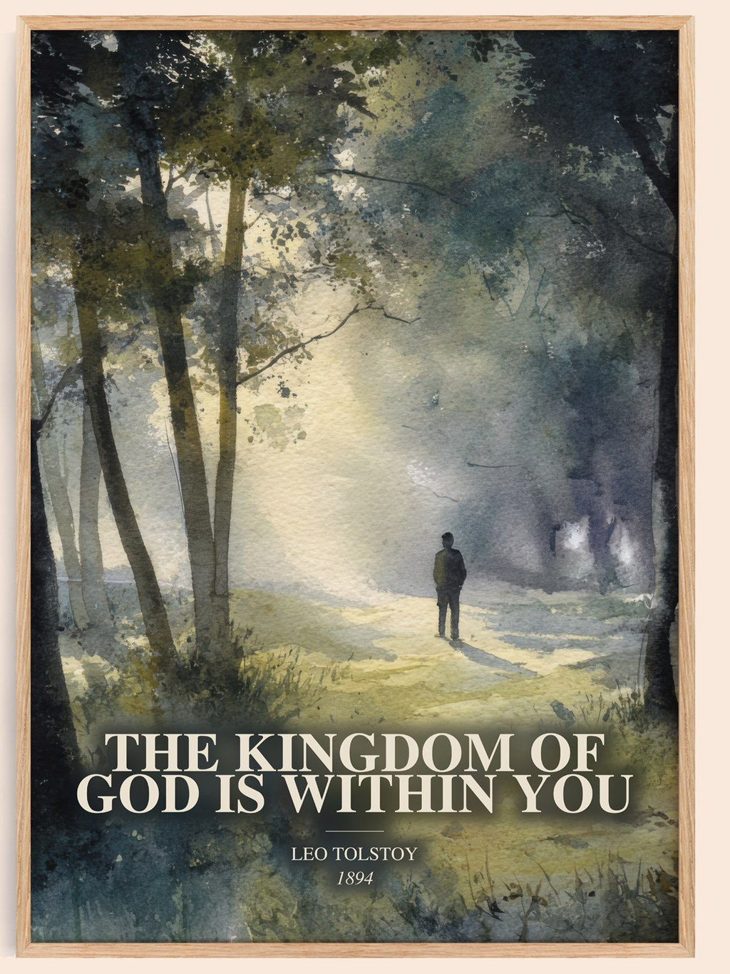 The Kingdom Of God Is Within You watercolour book poster by Leo Tolstoy – framed literary art print