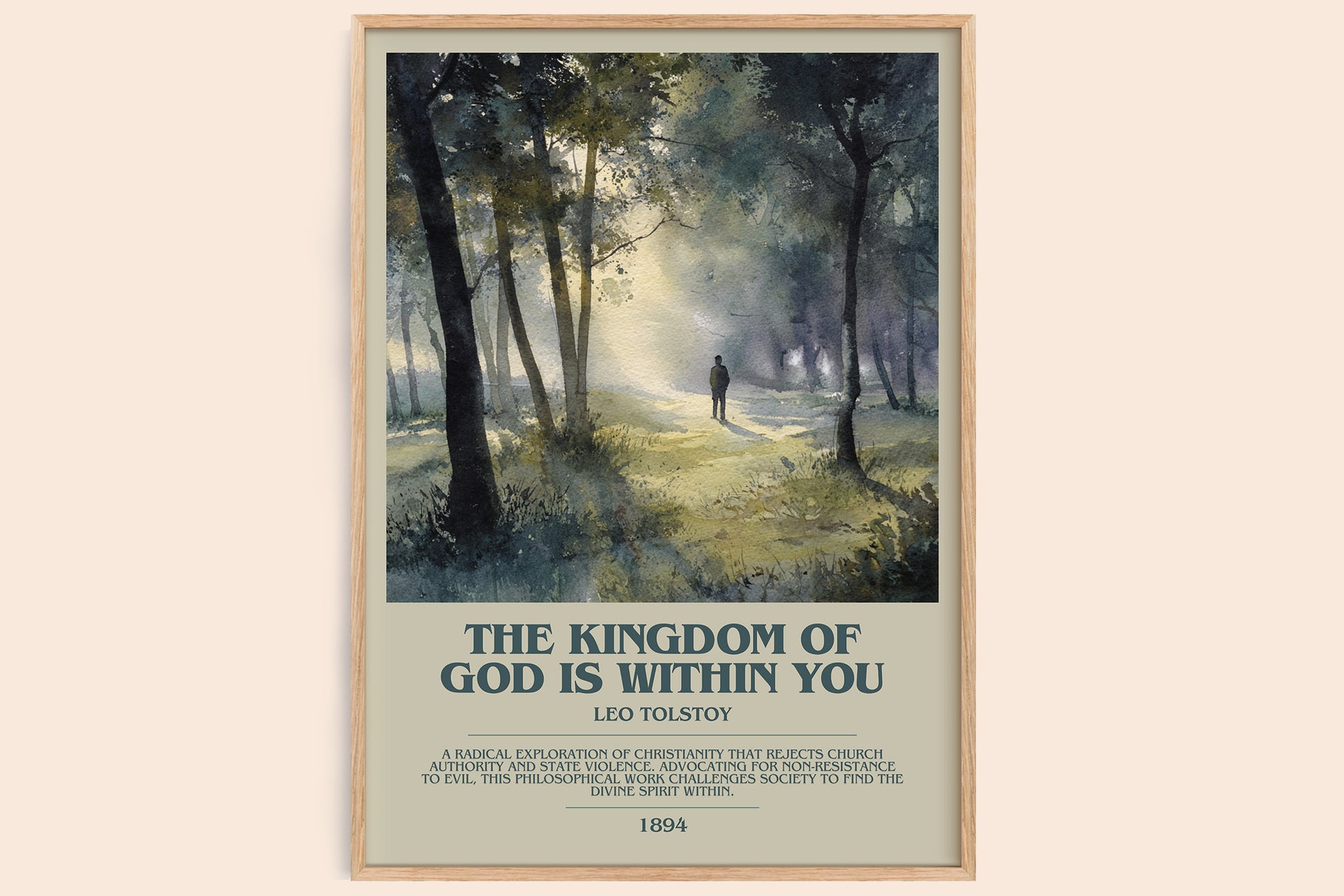The Kingdom Of God Is Within You bookish book poster by Leo Tolstoy – framed literary art print