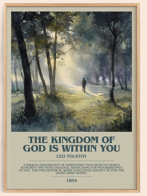 The Kingdom Of God Is Within You bookish book poster by Leo Tolstoy – framed literary art print