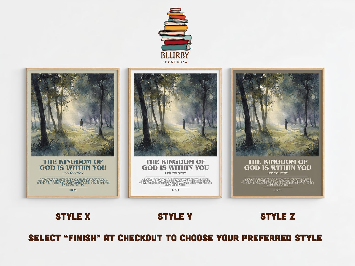 The Kingdom Of God Is Within You bookish print in frame leaning in hallway – classic literature wall art