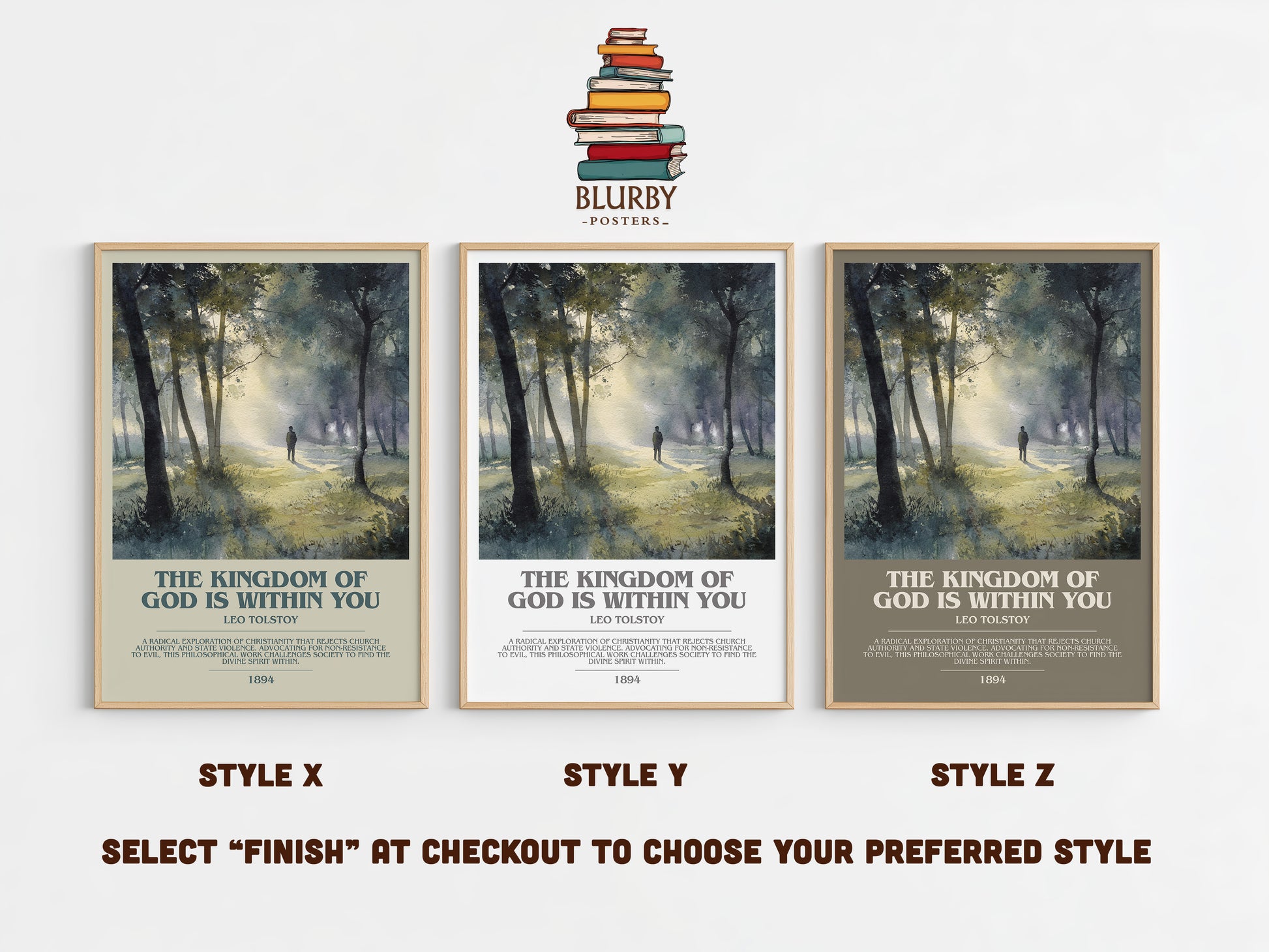 The Kingdom Of God Is Within You bookish print in frame leaning in hallway – classic literature wall art