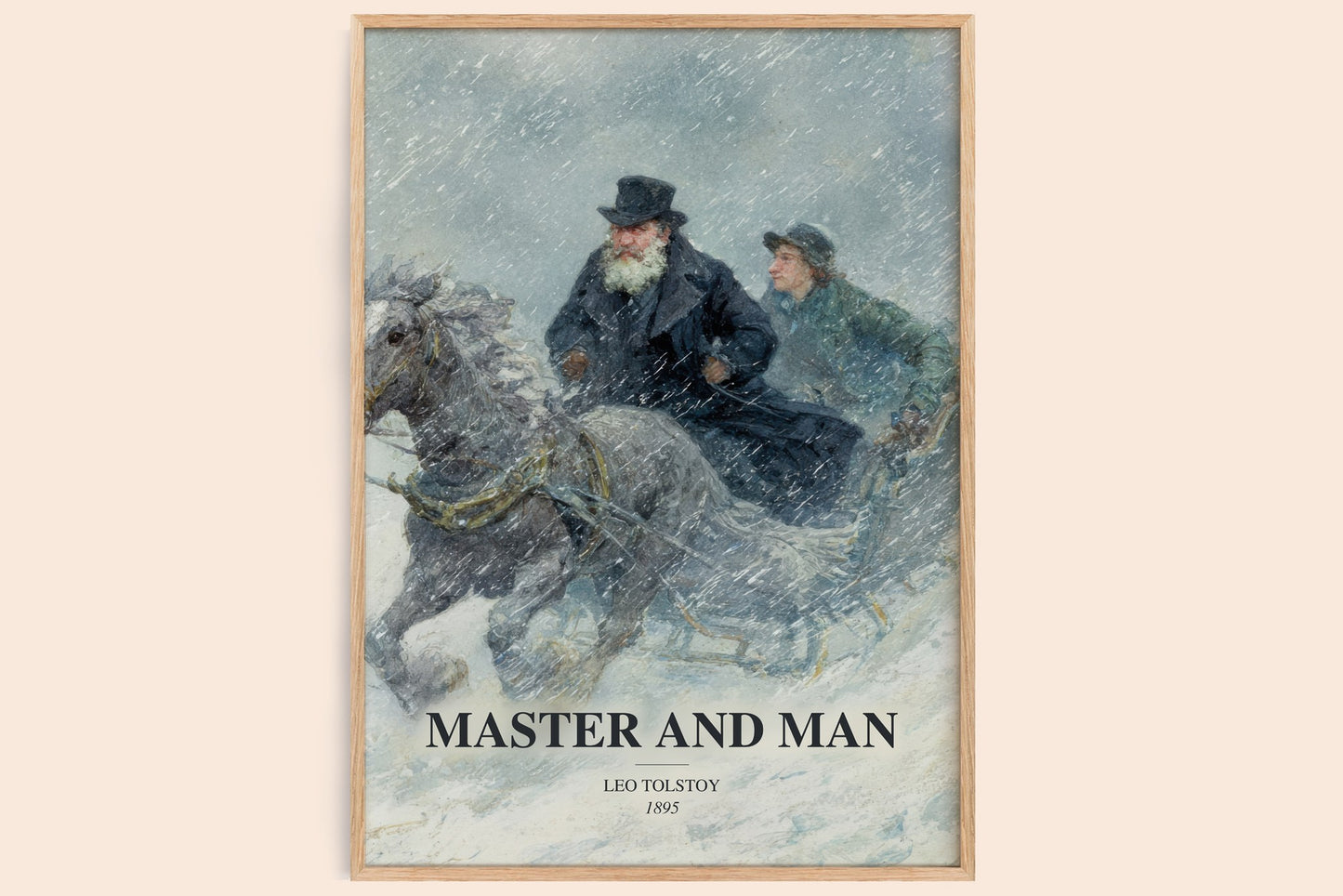 Master And Man watercolour book poster by Leo Tolstoy – framed literary art print