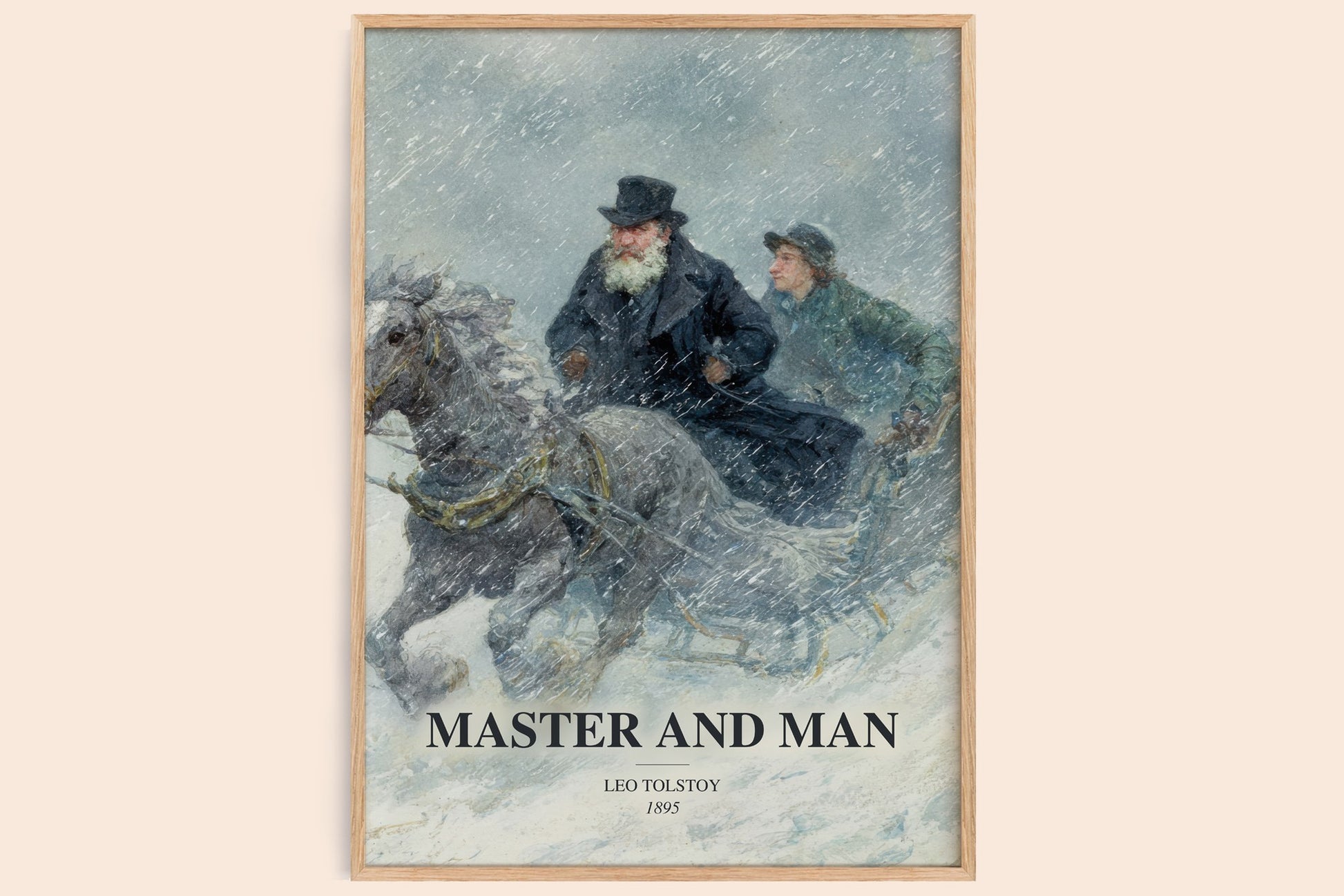 Master And Man watercolour book poster by Leo Tolstoy – framed literary art print