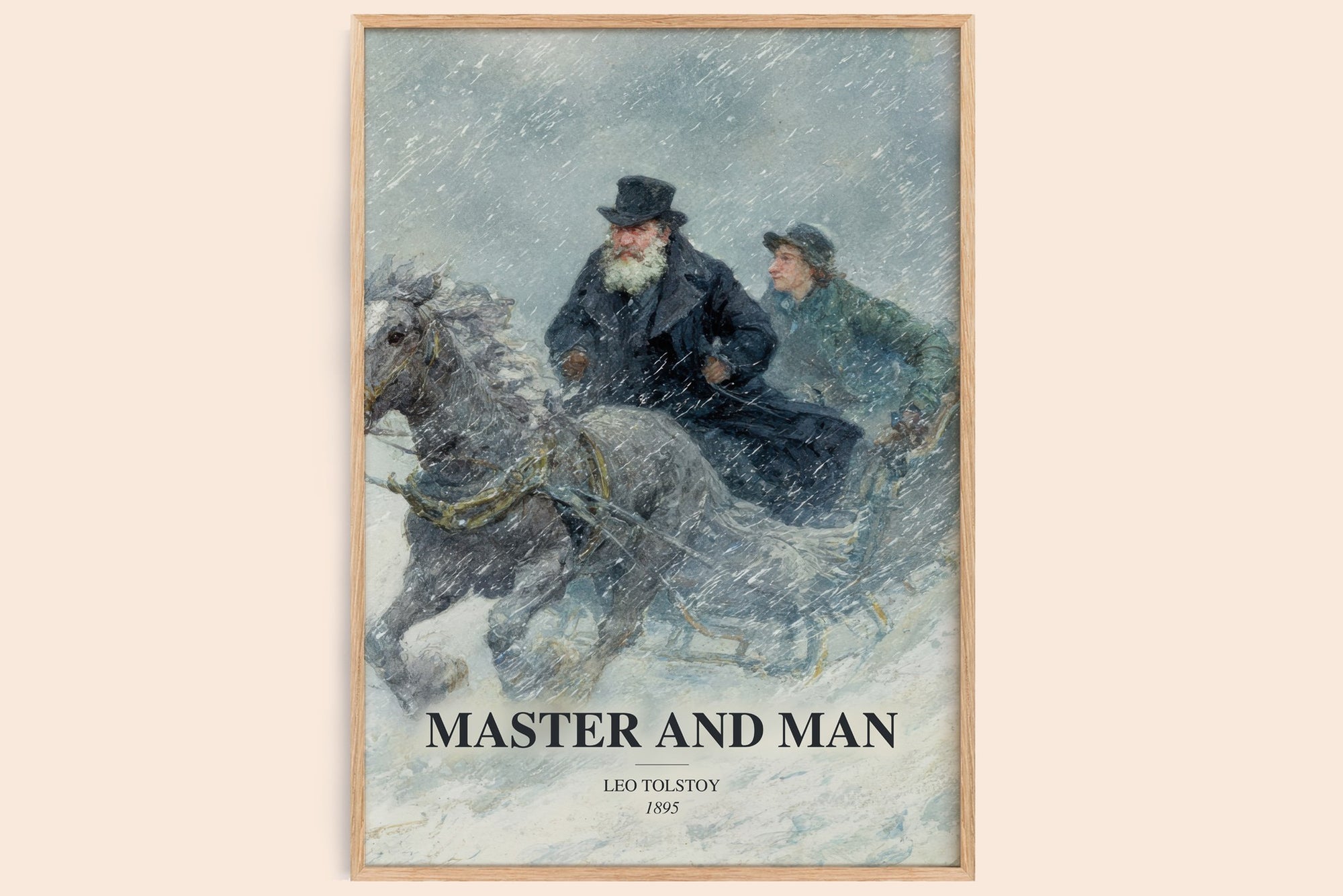 Master And Man watercolour book poster by Leo Tolstoy – framed literary art print