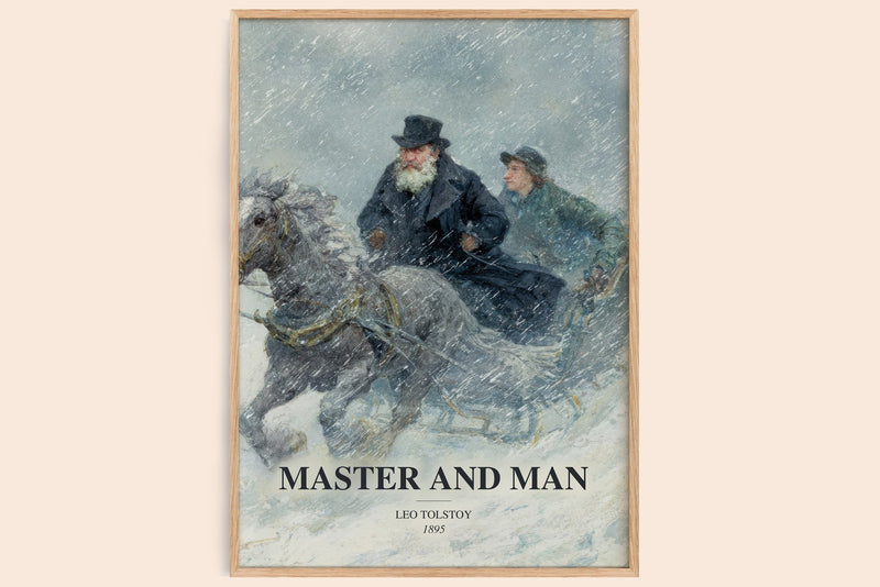 Master And Man watercolour book poster by Leo Tolstoy – framed literary art print