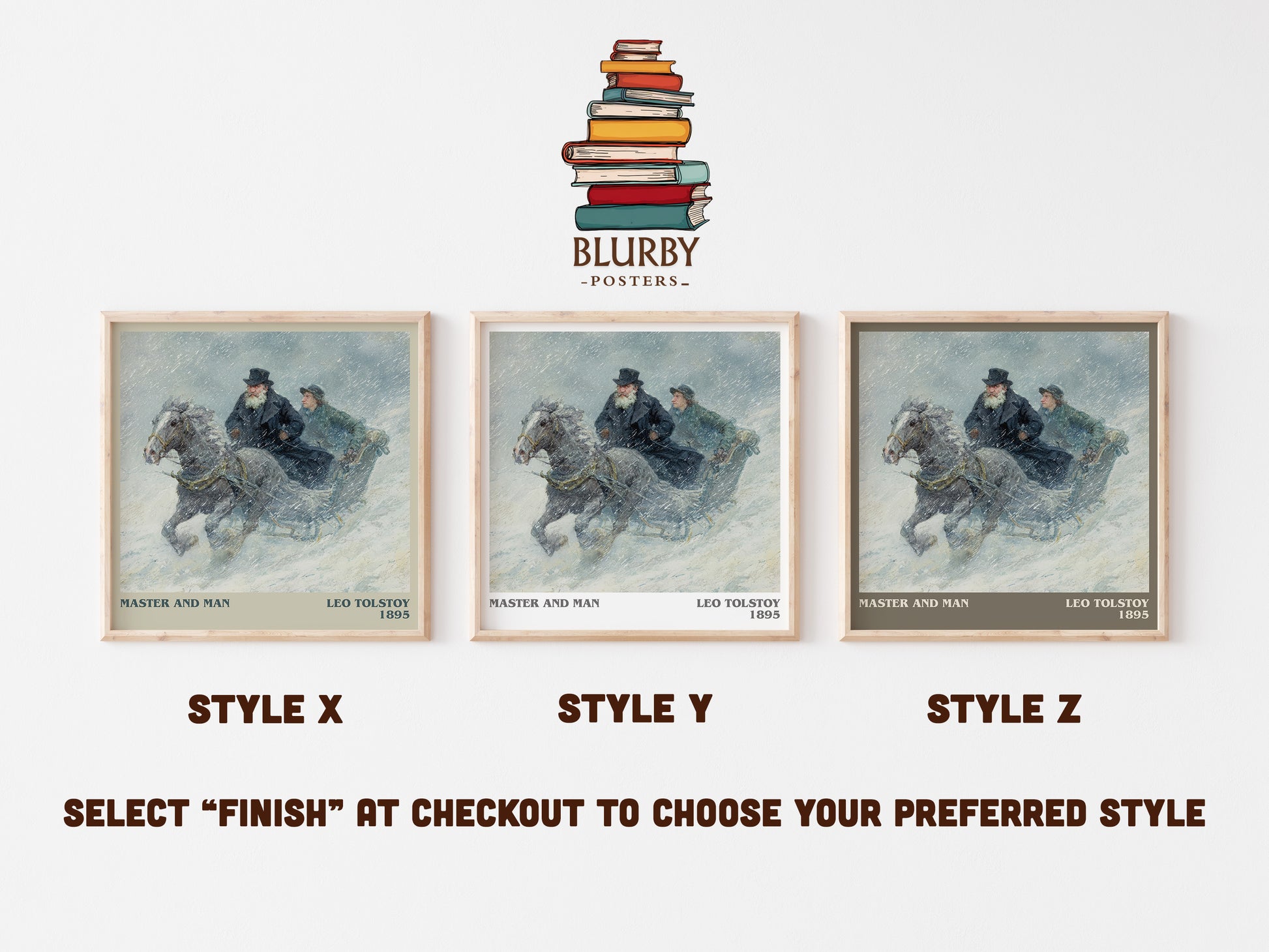 Master And Man literary art print colour and style options – Leo Tolstoy book art