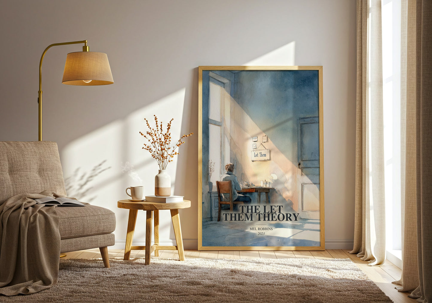 The Let Them Theory watercolour print in frame leaning in hallway – non fiction wall art