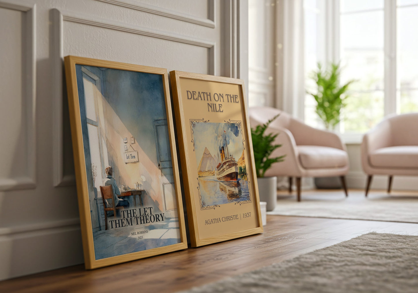 The Let Them Theory watercolour print framed by window – literary home decor