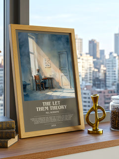 The Let Them Theory Bookish Wall Art by Mel Robbins – framed print on a city-view windowsill