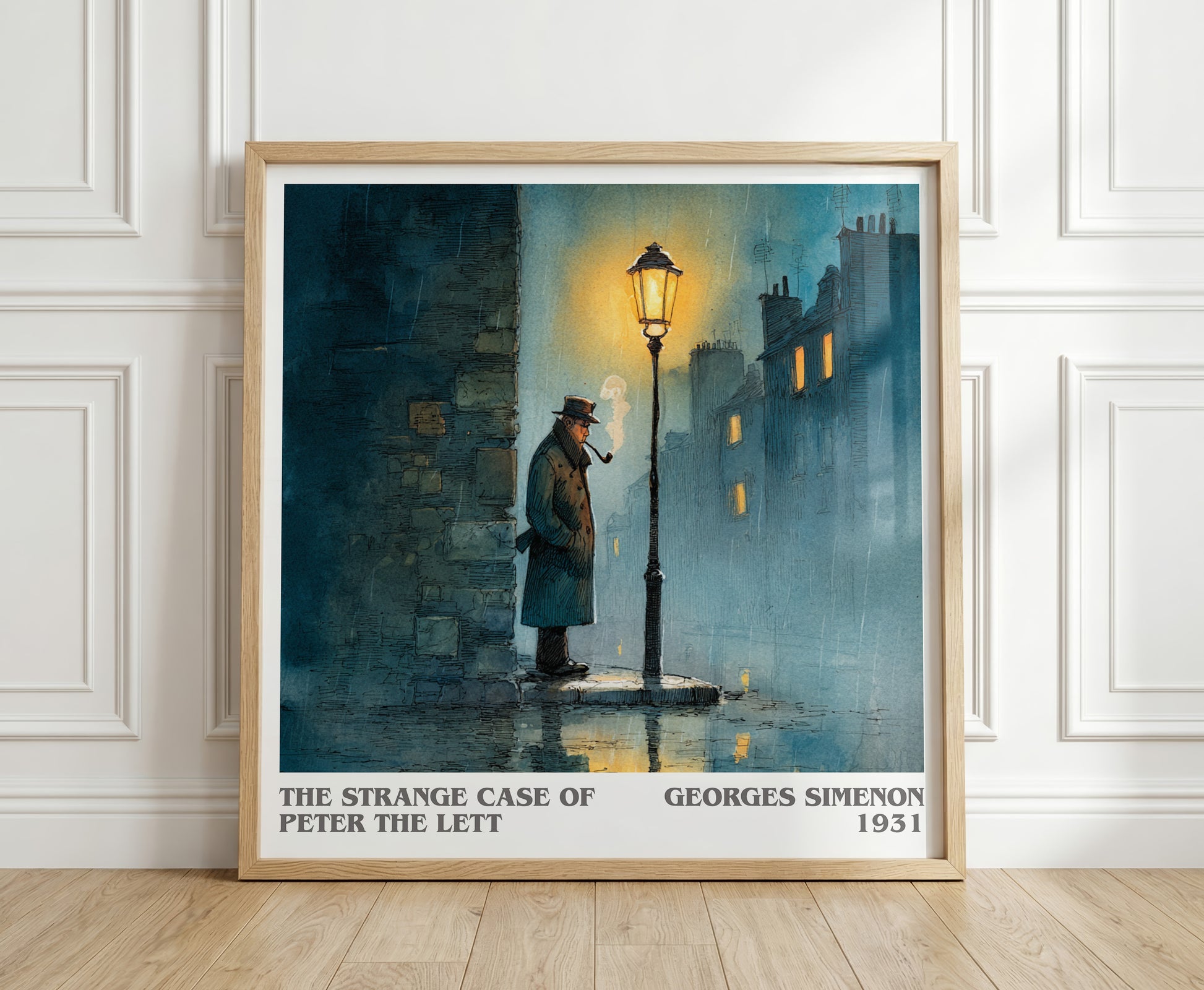 The Strange Case of Peter the Lett literary print in frame leaning in hallway – non fiction wall art