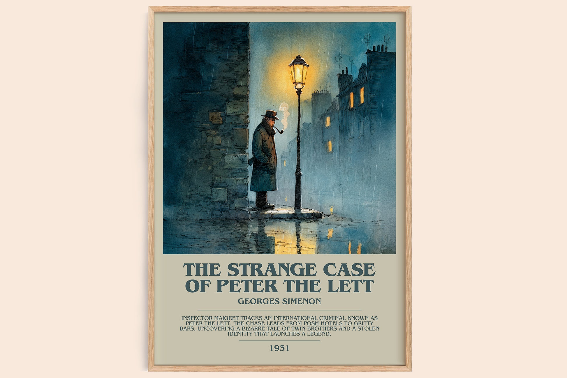 The Strange Case of Peter the Lett bookish book poster by Georges Simenon – framed literary art print