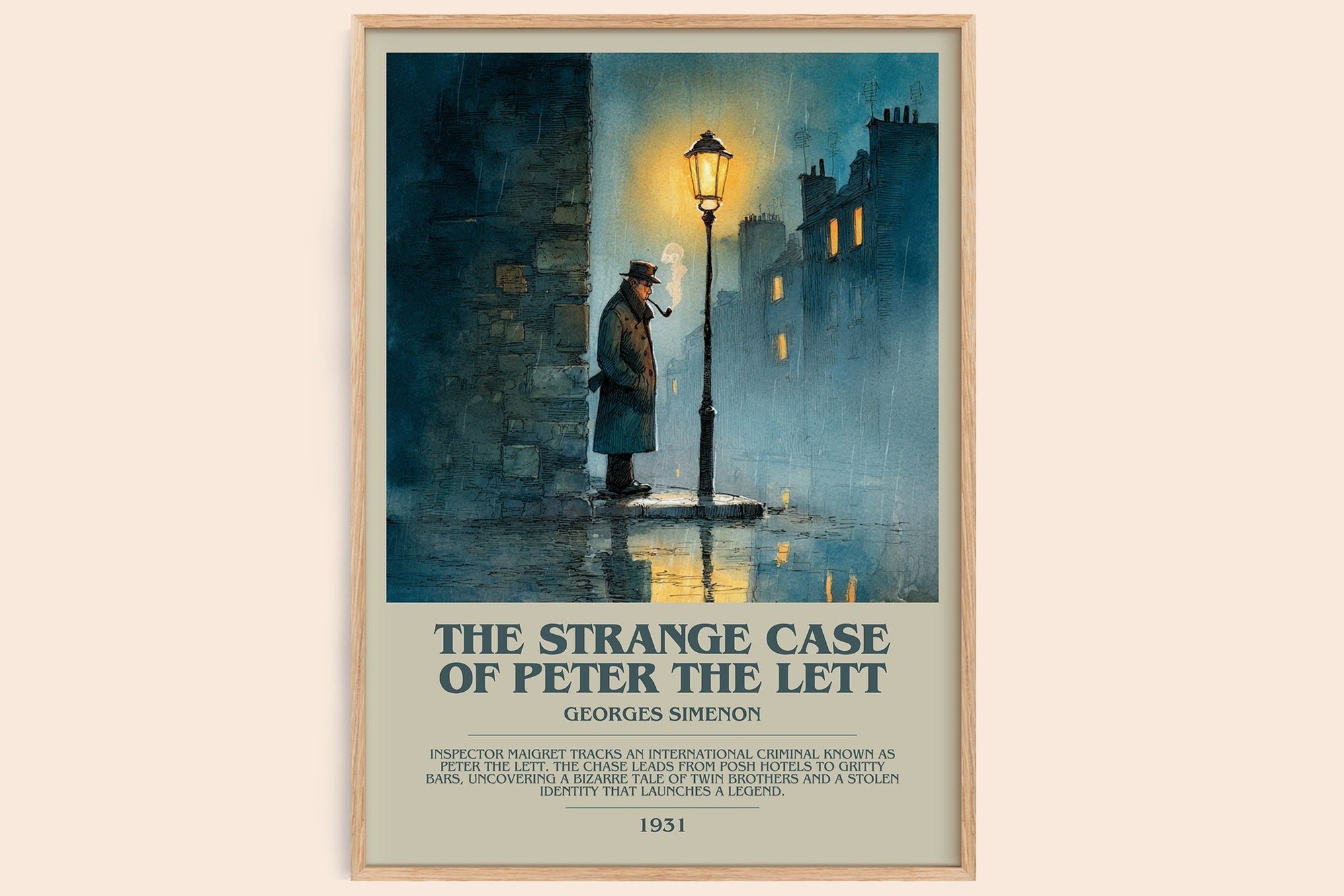 The Strange Case of Peter the Lett bookish book poster by Georges Simenon – framed literary art print