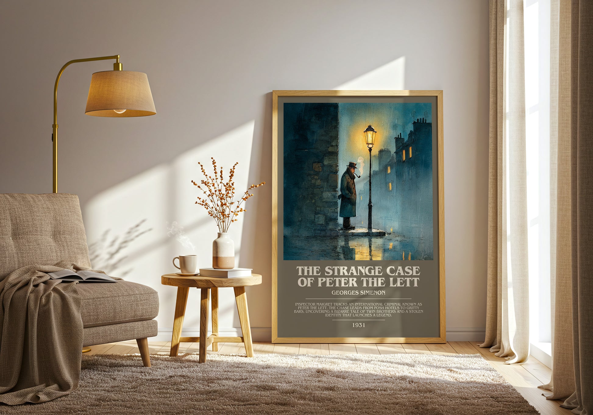 The Strange Case of Peter the Lett bookish print framed by window – literary home decor