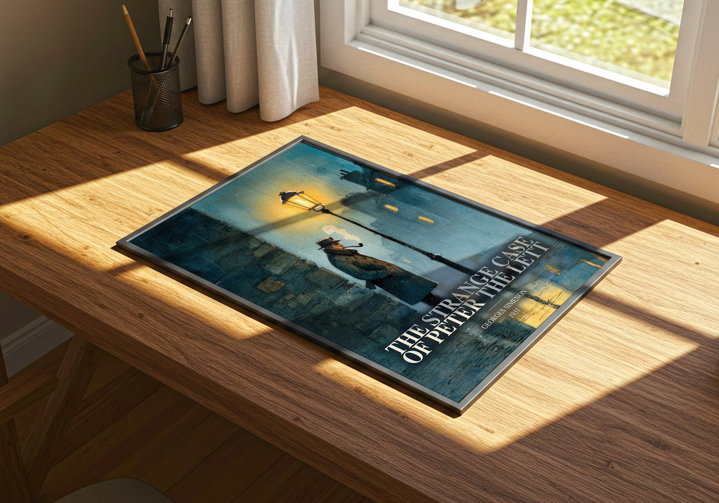 The Strange Case Of Peter The Lett watercolour book poster framed on wall – mystery wall art