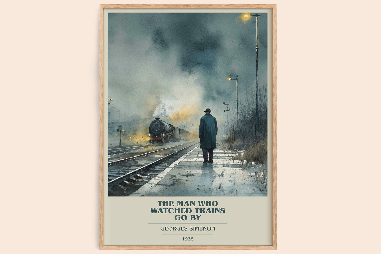 The Man Who Watched the Trains Go By book cover book poster by Georges Simenon – framed literary art print