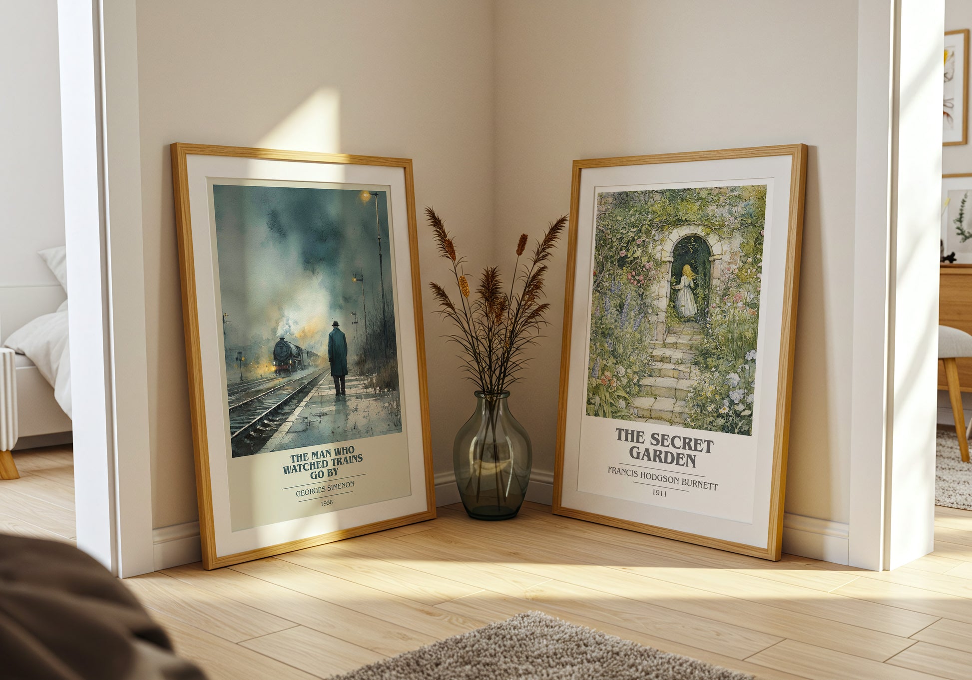 The Man Who Watched the Trains Go By book cover book poster framed on wall – crime wall art