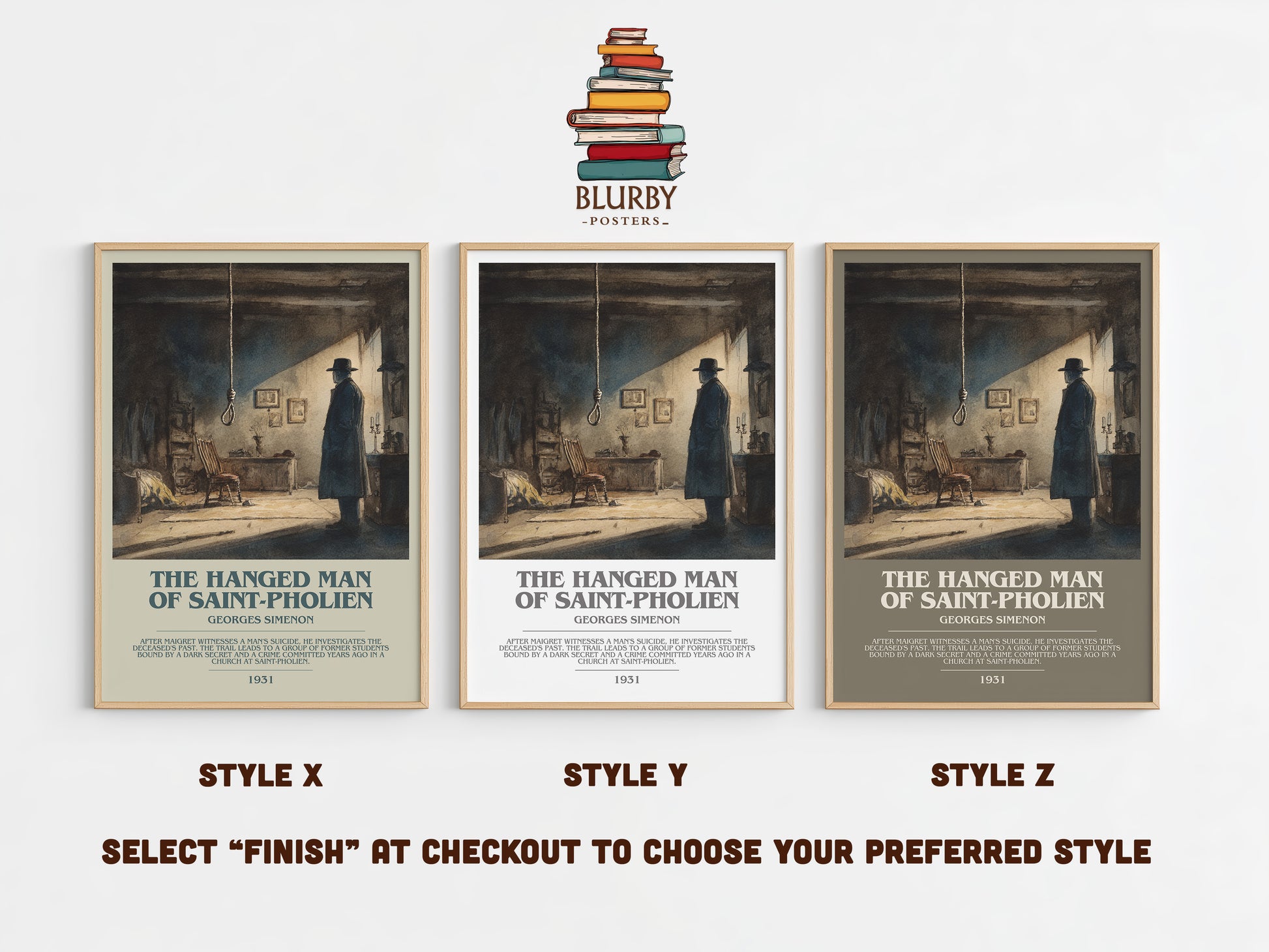 The Hanged Man Of Saint-Pholien bookish print in frame leaning in hallway – fantasy wall art