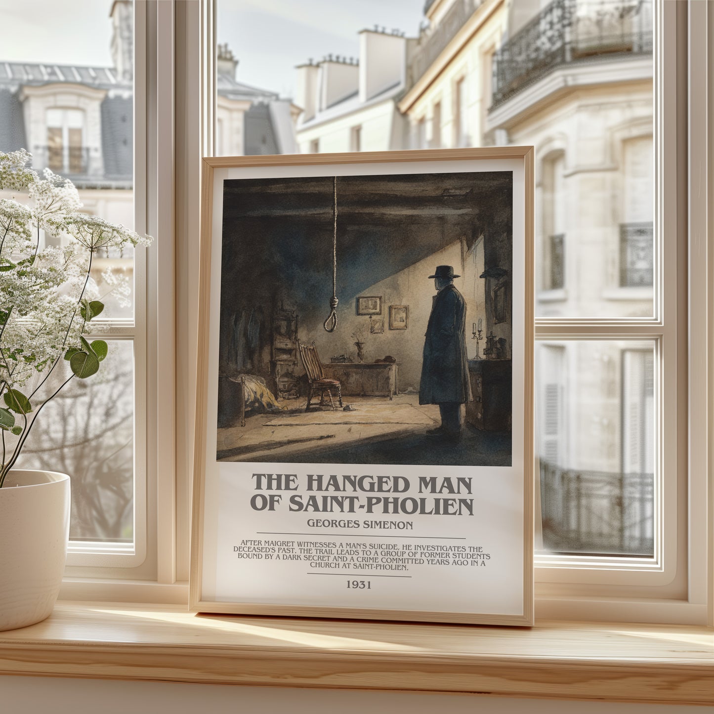 The Hanged Man Of Saint-Pholien bookish poster colour and style options – Georges Simenon book art
