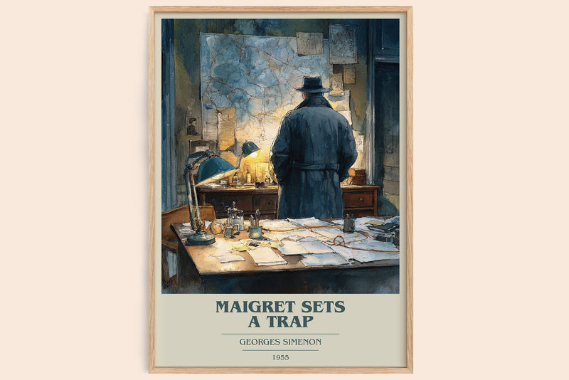 Maigret Sets a Trap Book Cover Poster by Georges Simenon (Modern Minimalist style)