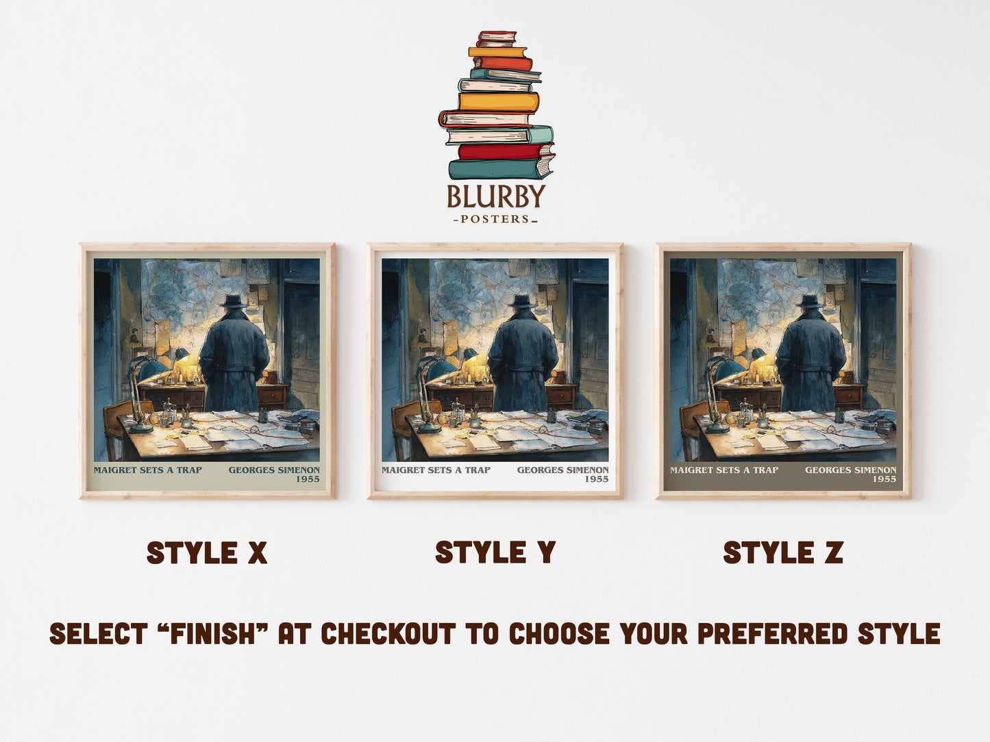 Maigret Sets a Trap literary art print colour and style options – Georges Simenon book art