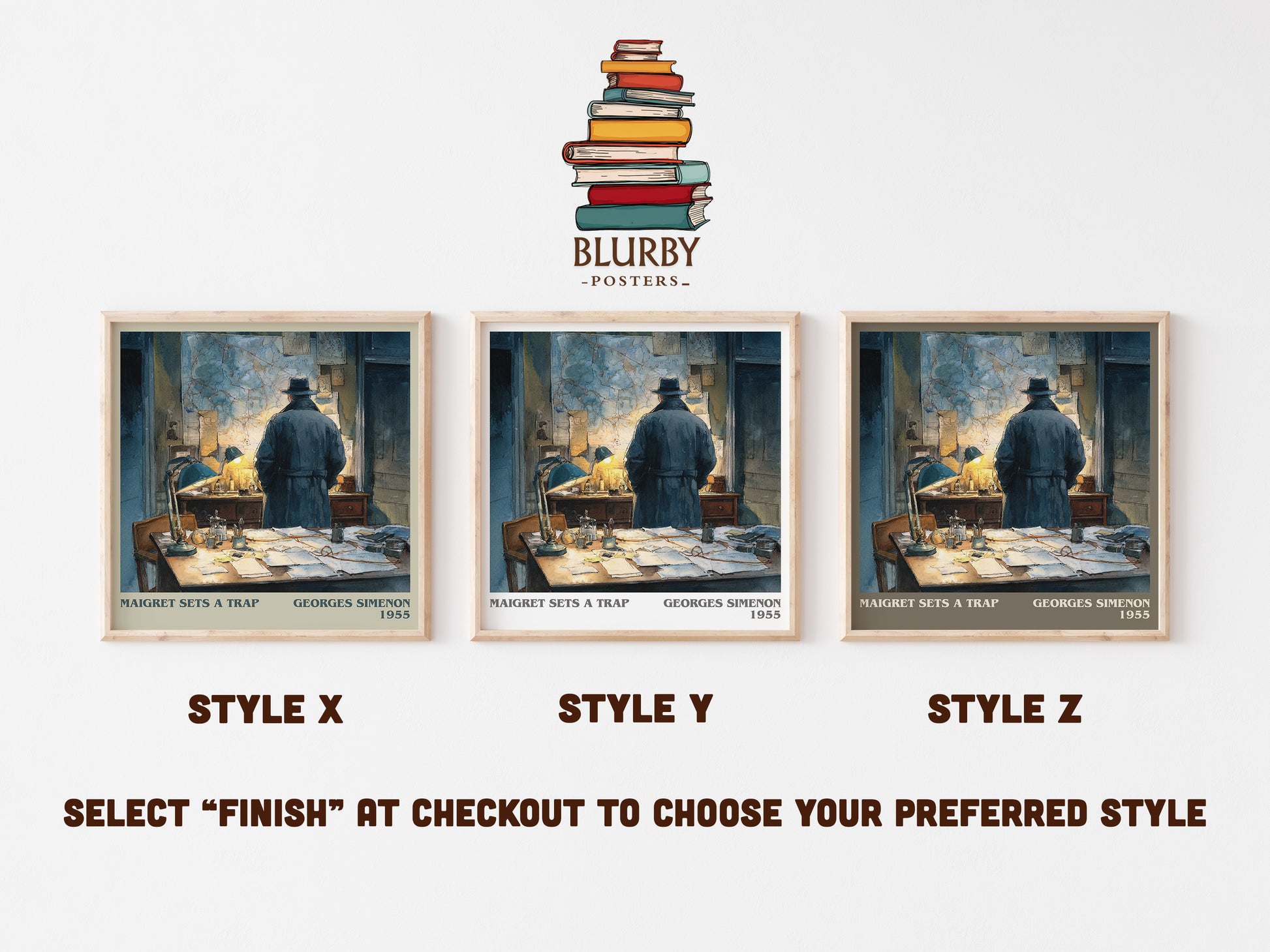 Maigret Sets a Trap literary art print colour and style options – Georges Simenon book art