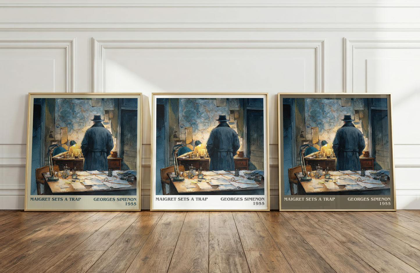 Maigret Sets a Trap literary print framed by window – literary home decor