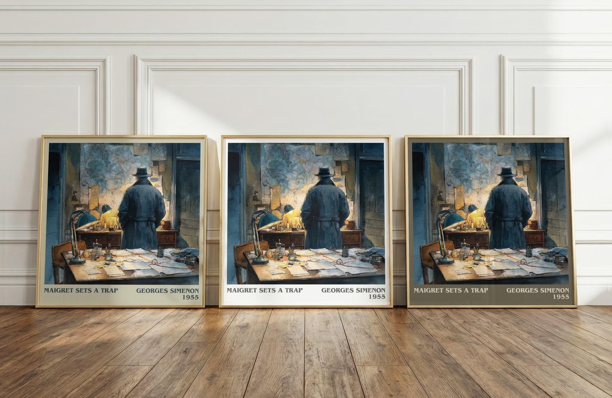 Maigret Sets a Trap literary print framed by window – literary home decor
