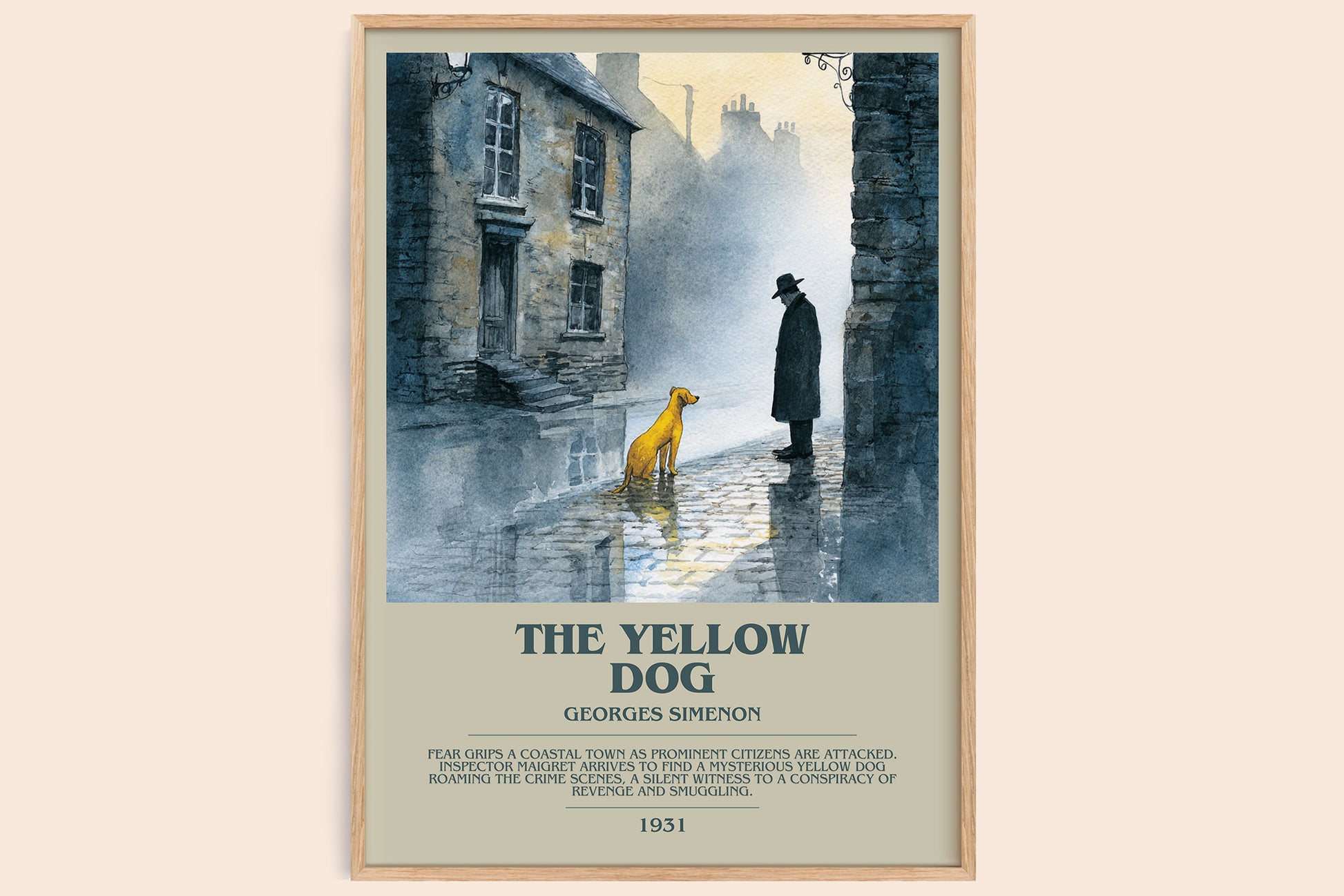 The Yellow Dog bookish book poster by Georges Simenon – framed literary art print