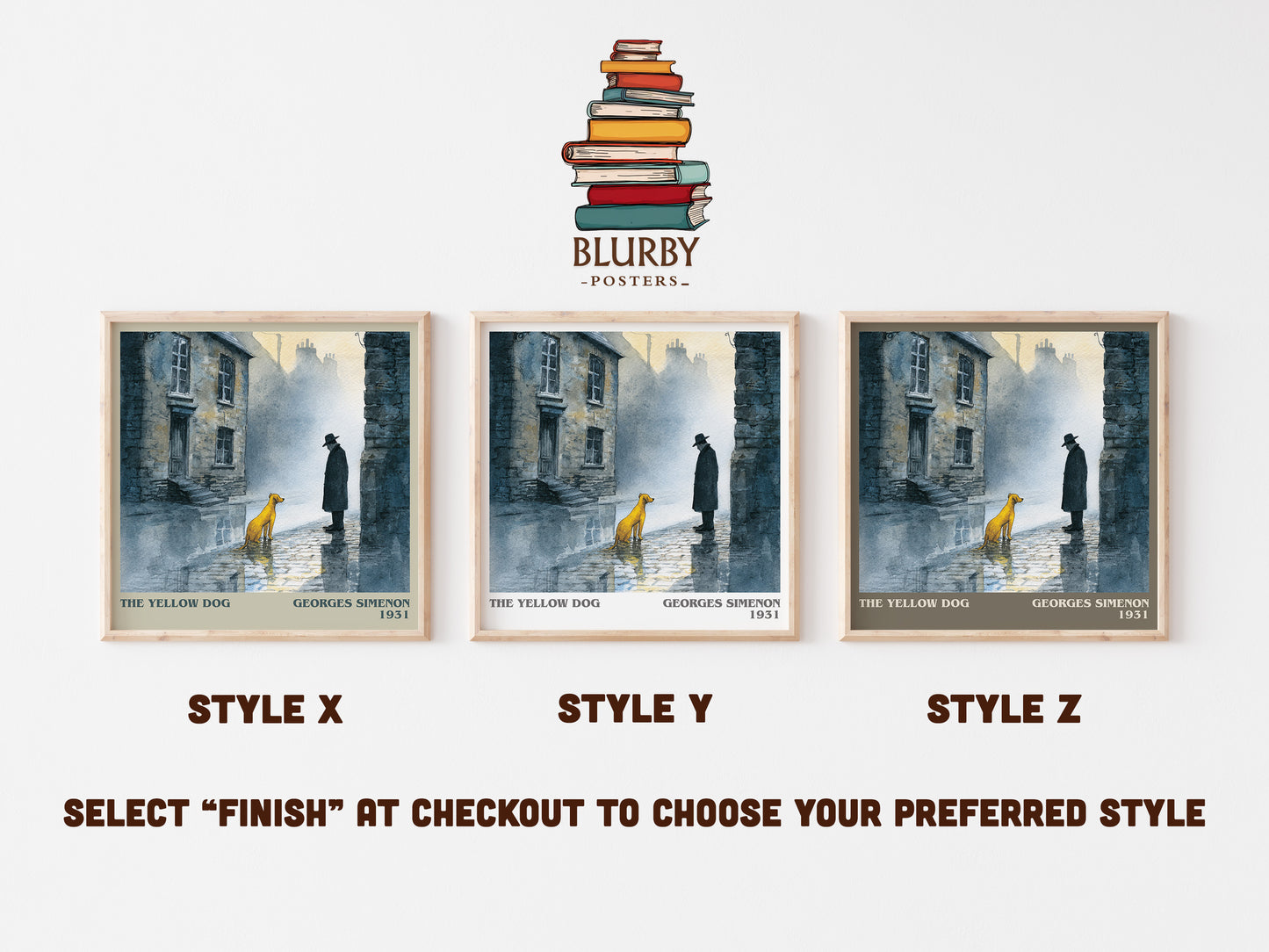 The Yellow Dog literary art print colour and style options – Georges Simenon book art
