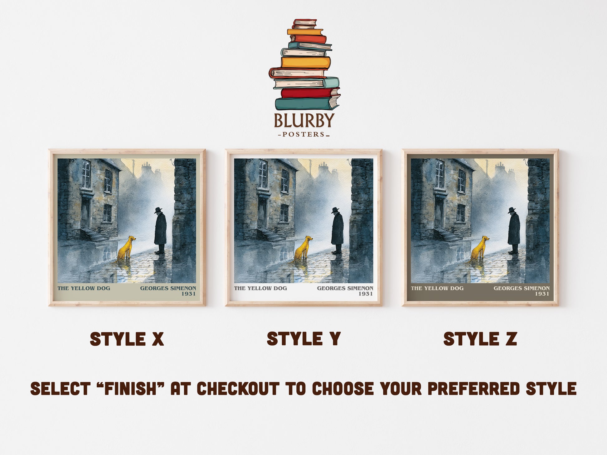 The Yellow Dog literary art print colour and style options – Georges Simenon book art