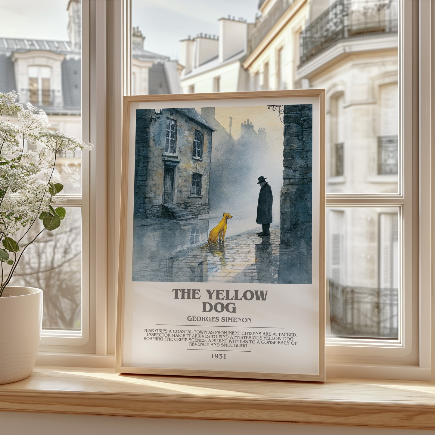 The Yellow Dog bookish poster colour and style options – Georges Simenon book art