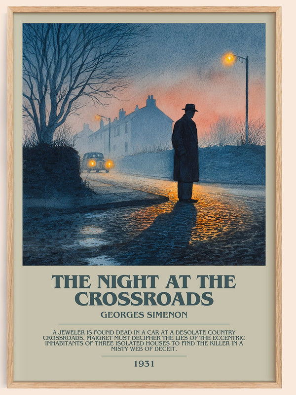 The Night At The Crossroads bookish book poster by Georges Simenon – framed literary art print