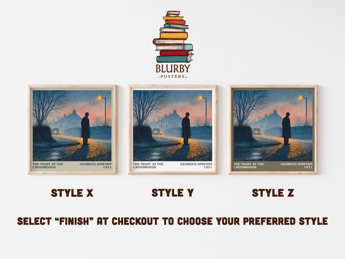 The Night At The Crossroads literary art print colour and style options – Georges Simenon book art