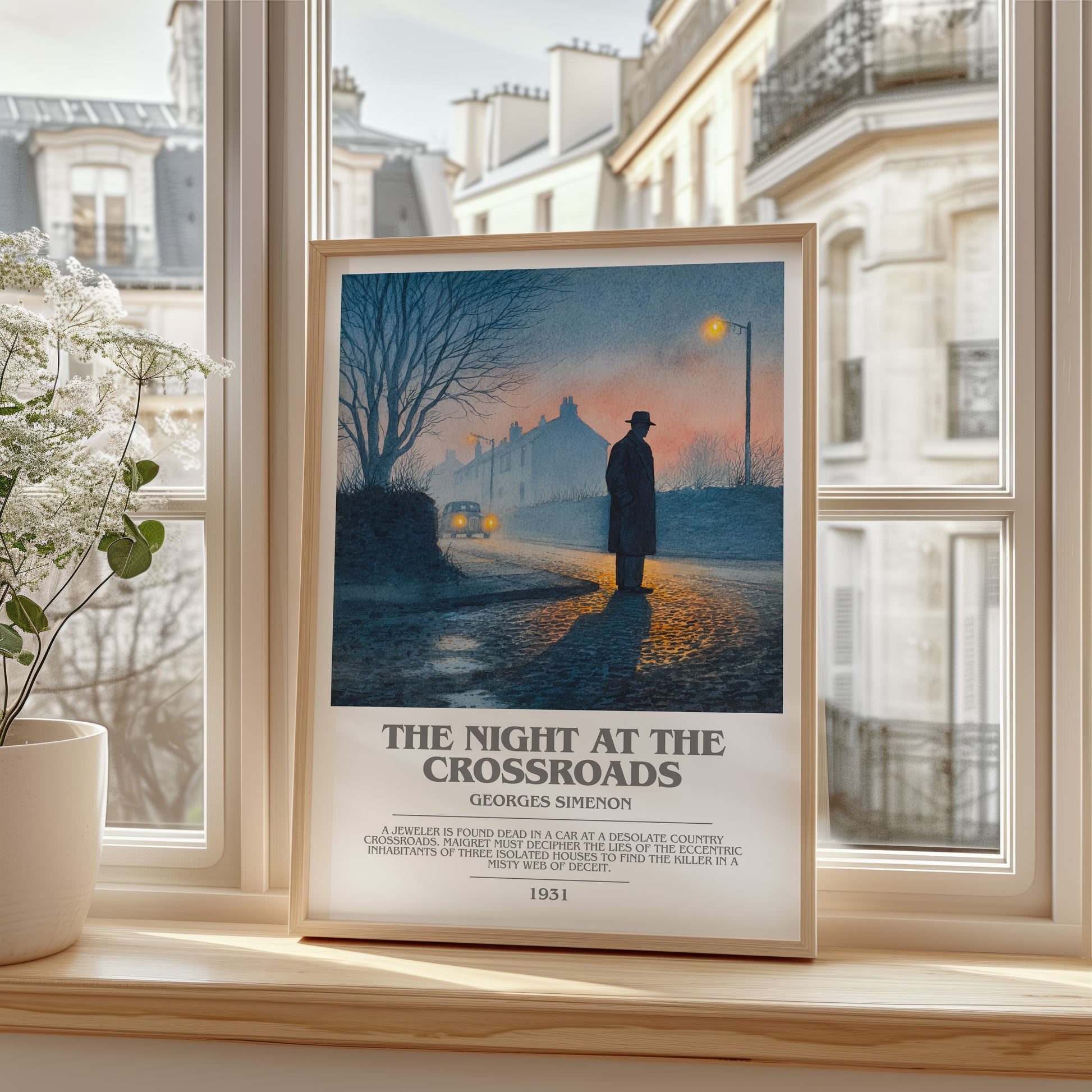 The Night At The Crossroads bookish poster colour and style options – Georges Simenon book art